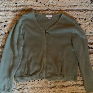 Pastel Green Zip Up Sweater